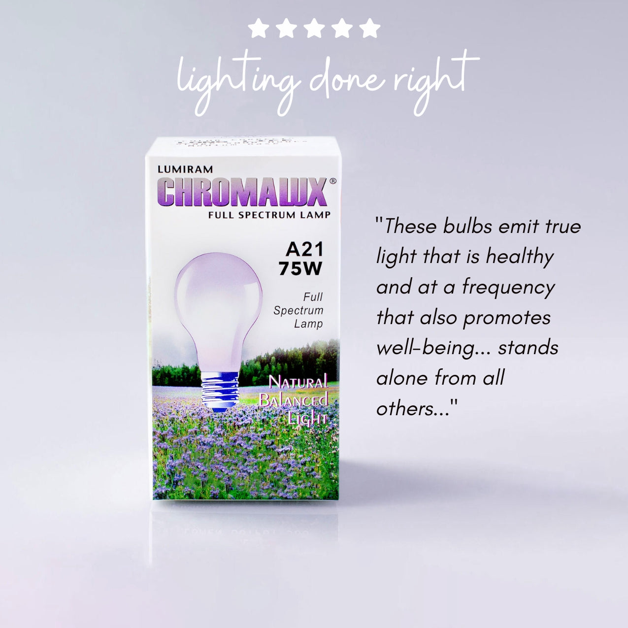 A21 / 75W Chromalux® Full Spectrum Light Bulb - Distributor Full Case (30 bulbs)