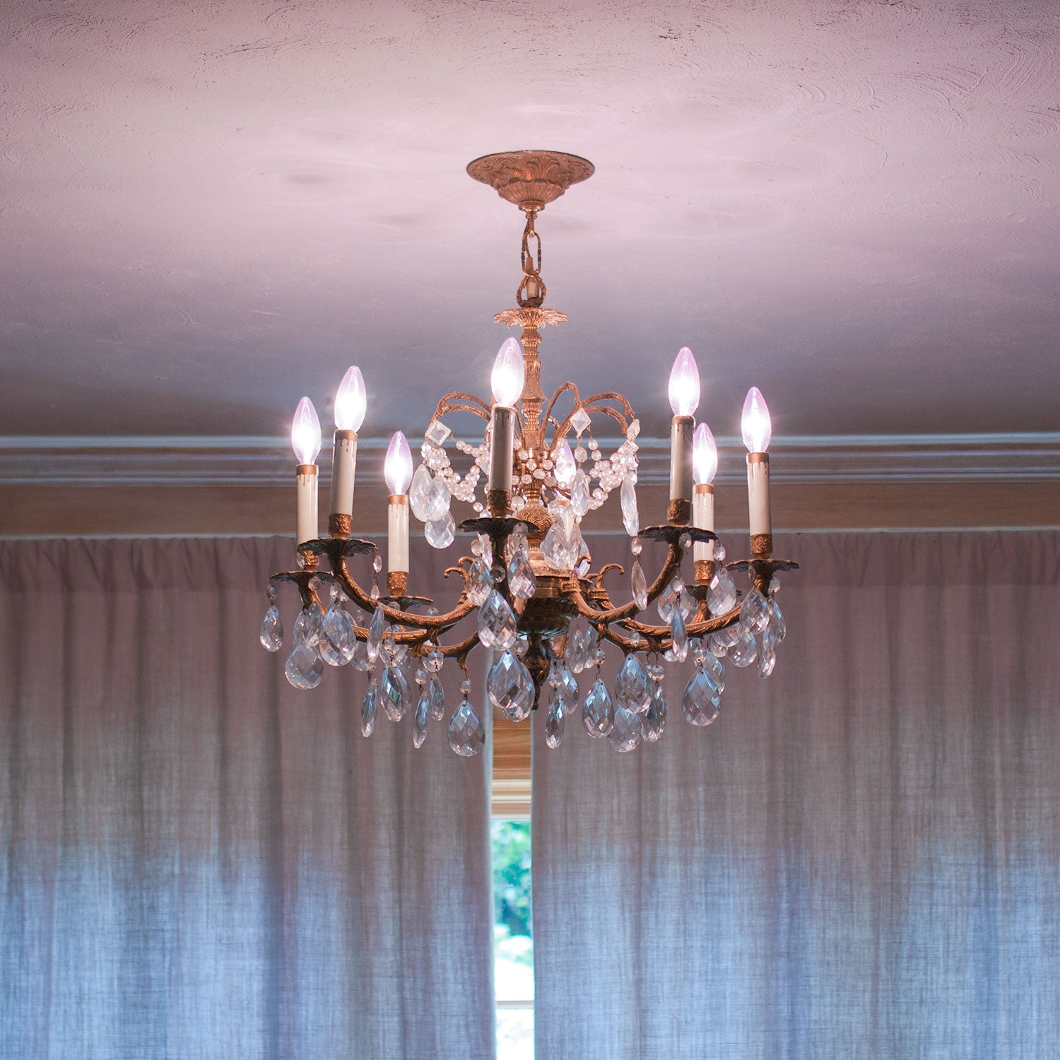 Chromalux full spectrum candelabra bulb in a chandelier